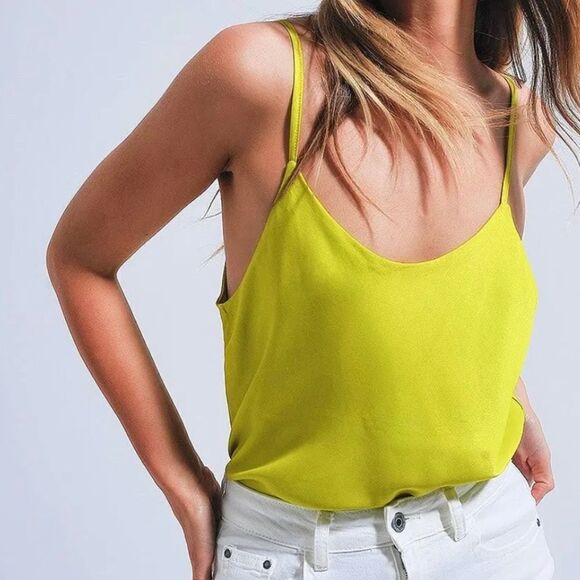 Q2 Women's Satin lime cami top size small - Picture 6 of 8